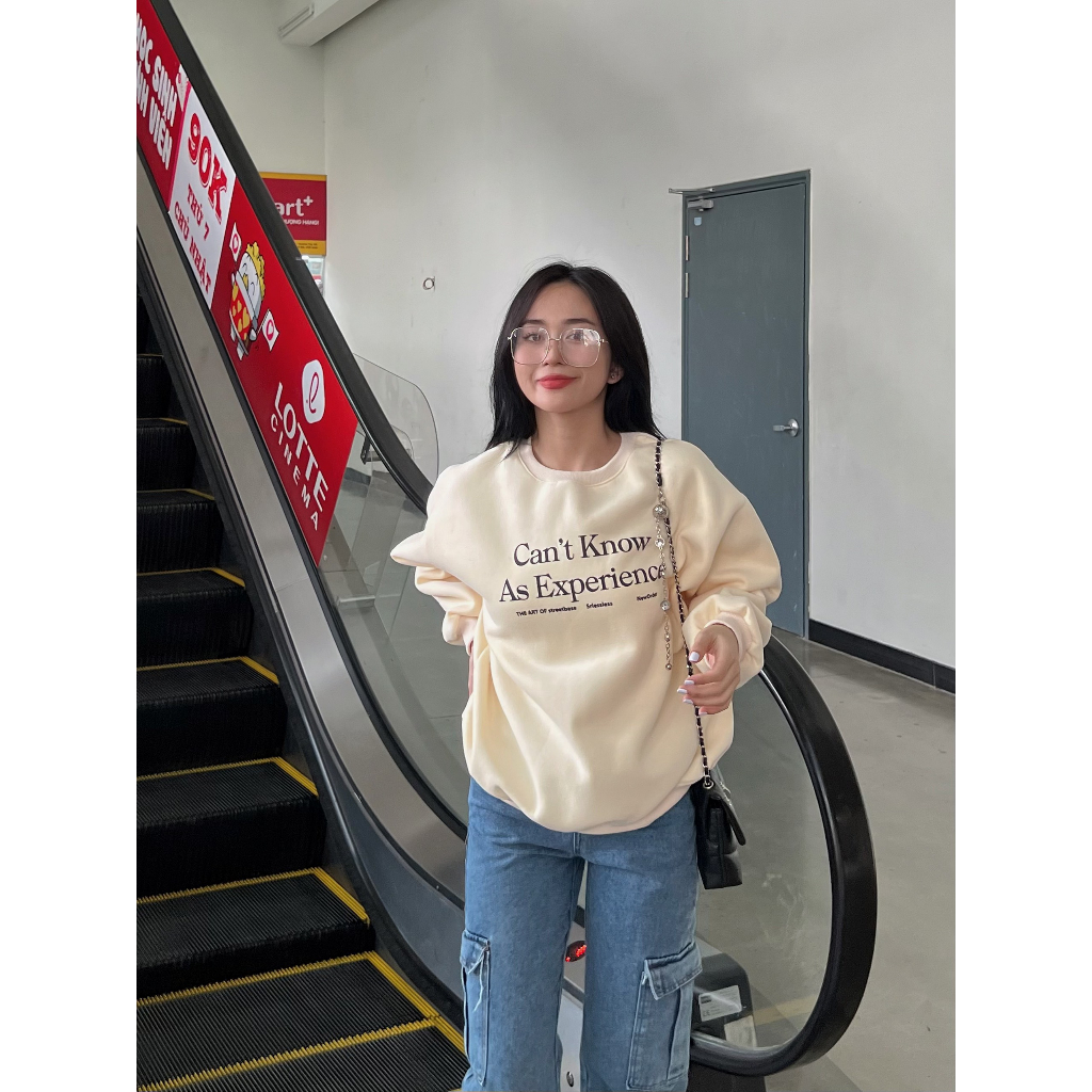 Áo sweater nỉ bông in chữ dáng rộng SwtCantKnow880 -  247store.vn