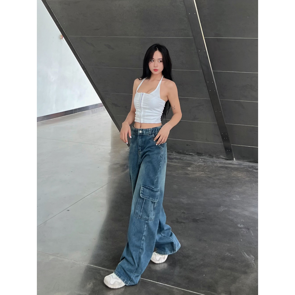 Quần jeans ống rộng túi hộp dây rút bụng - 247store.vn - QuanJeandayrutbung9899_P0K42