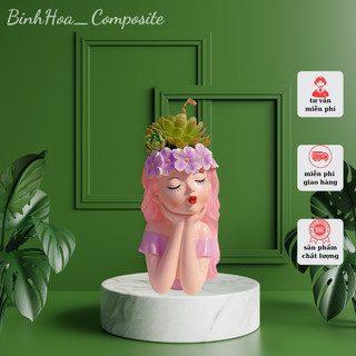 Bình hoa cô gái 6 chất liệu composite, bình hoa cao cấp, lọ hoa trang trí, lọ hoa decor