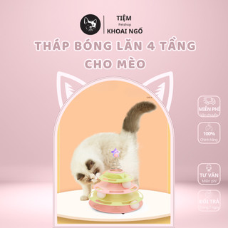 Tháp Bàn Xoay 4 Tầng Bóng Lăn Và Cần Câu Ngôi Sao Cho Mèo Thư Giản TIEMKHOAINGO 007