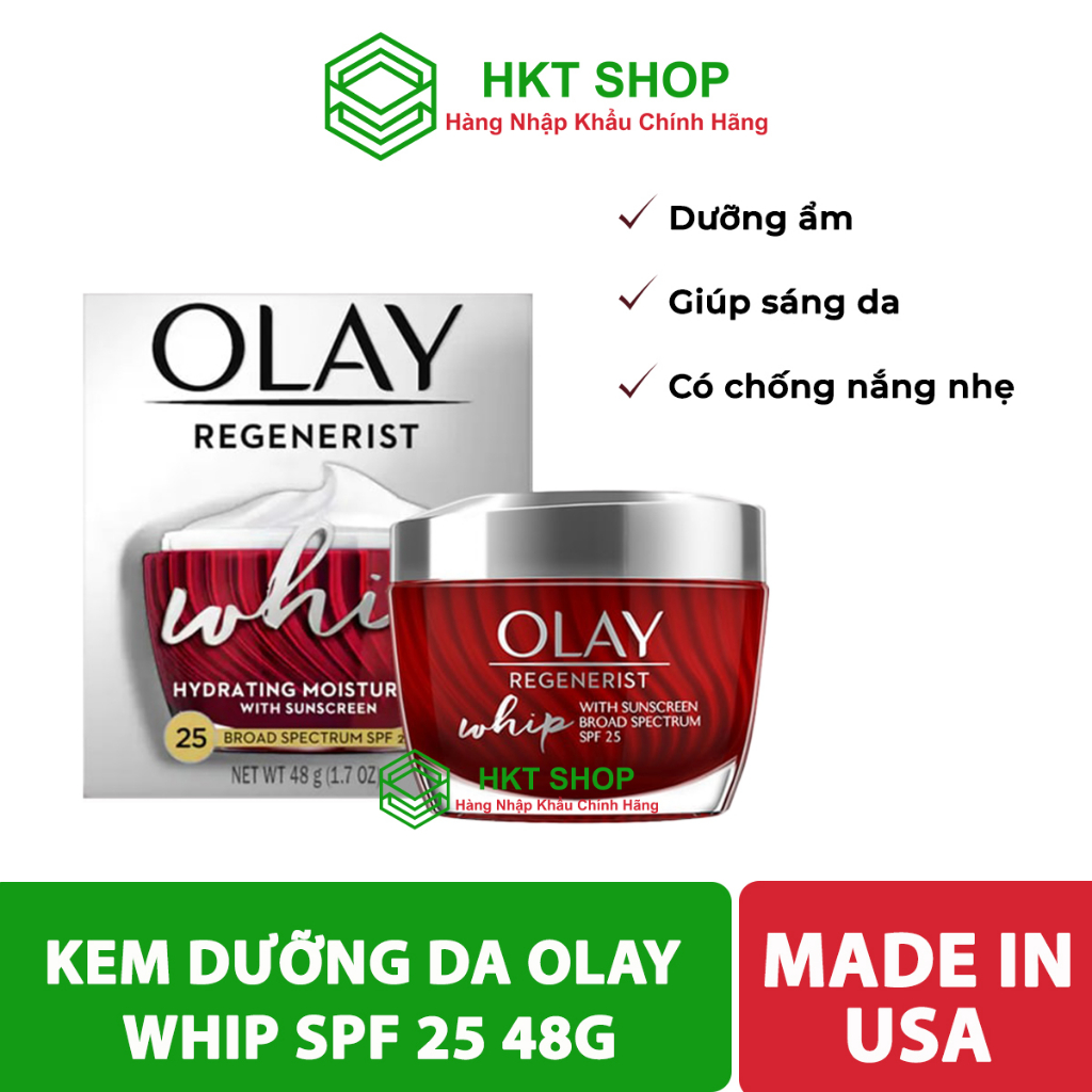 Kem dưỡng da Olay Regenerist Whip with Sunscreen SPF 25 48g - HKT Shop