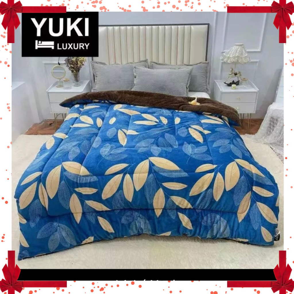 Chăn nỉ lông cừu YUKI cao cấp chính hãng, Mền siêu ấm áp dày mịn kích thước 2mx2m2 nặng 3.5-3.7kg