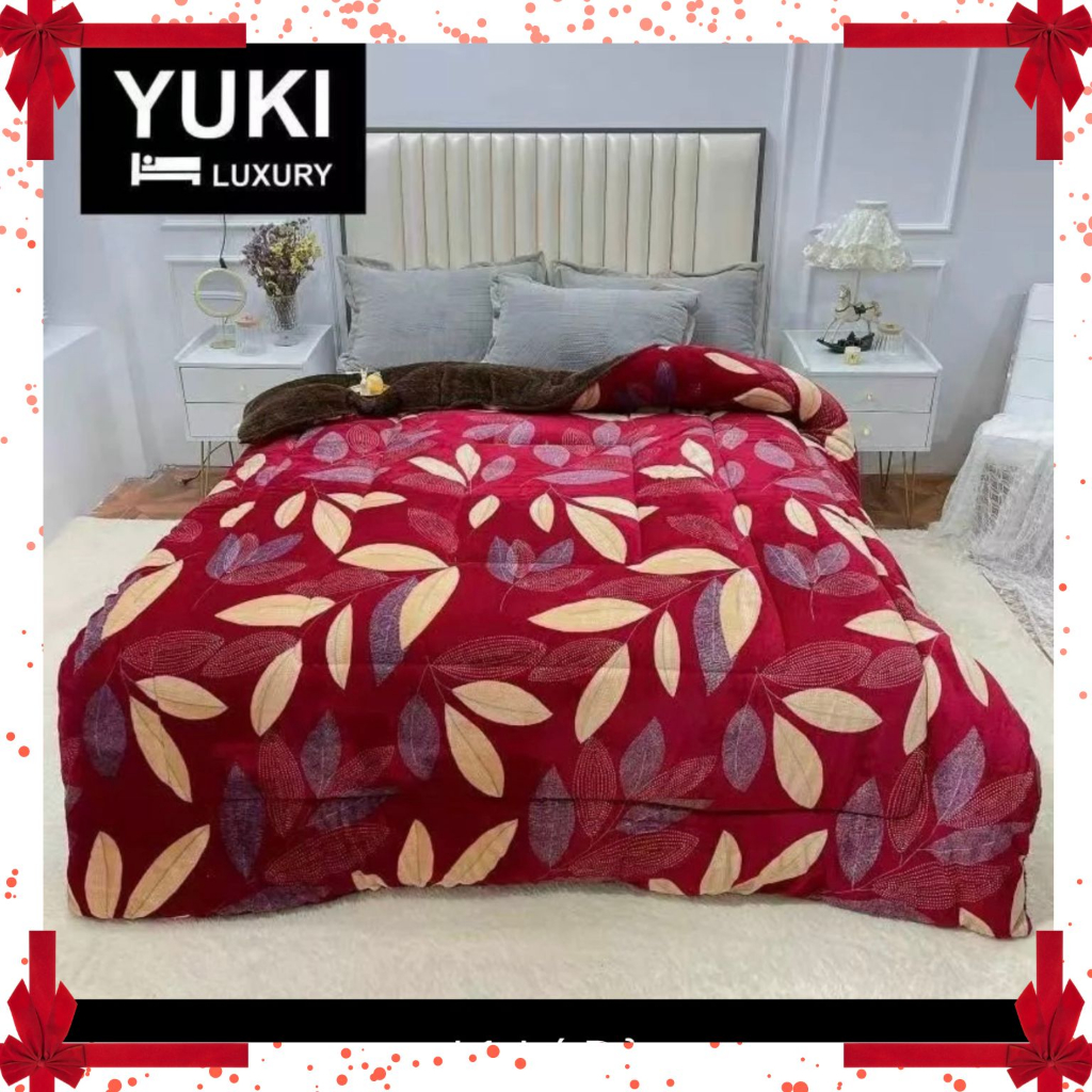 Chăn nỉ lông cừu YUKI cao cấp chính hãng, Mền siêu ấm áp dày mịn kích thước 2mx2m2 nặng 3.5-3.7kg