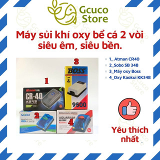 Máy oxi bể cá mini Oxy 2 Vòi siêu êm, siêu bền 5W 8 lít/phút (Hàng Công Ty)