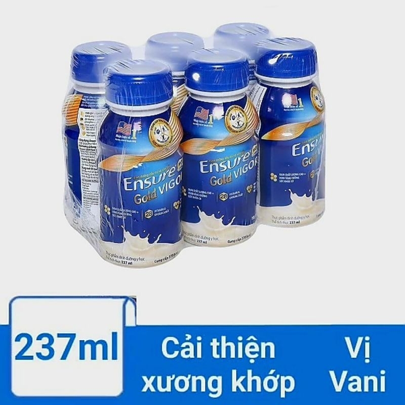 Lốc 6 chai sữa bột pha sẵn Ensure Gold Vigor vani 237ml