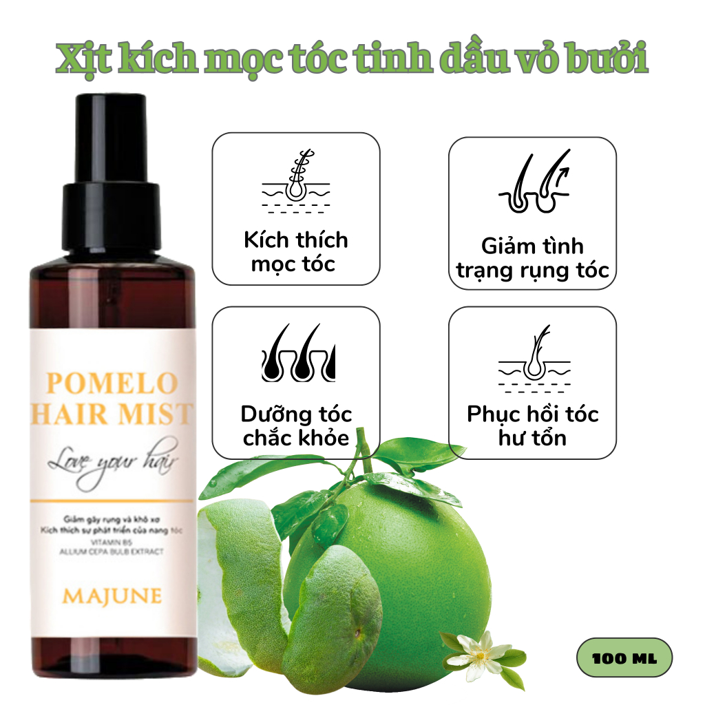 Xịt kích mọc tóc tinh dầu vỏ bưởi MAJUNE 100ml