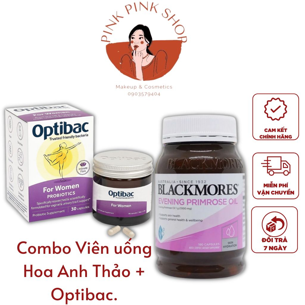 Combo Viên Uống Nội Tiết Tố Nữ Hoa Anh Thảo Blackmore 190 Viên & Men Vi Sinh Optibac For Women 30 Viên