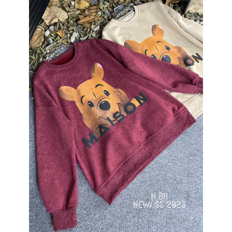 Áo Sweater gấu pooh chất vải nhám hàng QCL1