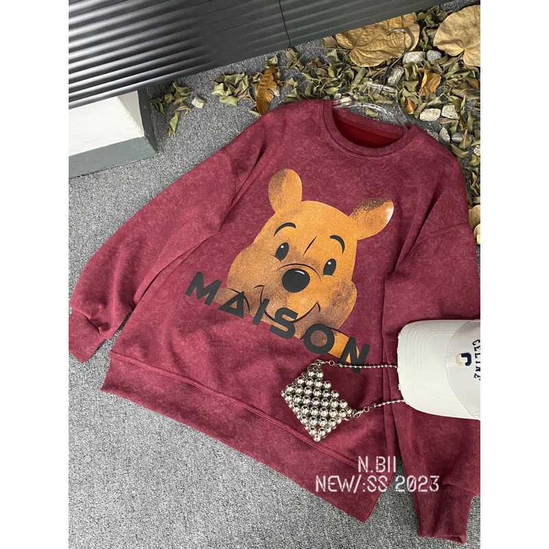 Áo Sweater gấu pooh chất vải nhám hàng QCL1