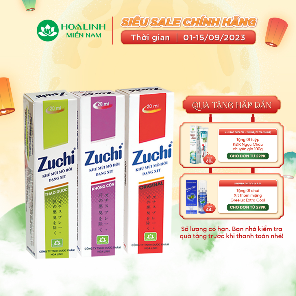 Xịt khử mùi mồ hôi Zuchi 20ml (màu ngẫu nhiên)