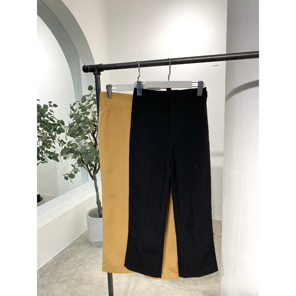 Quần dài thiết kế CHARMO ống đứng vải cotton lụa Basic Button Pants