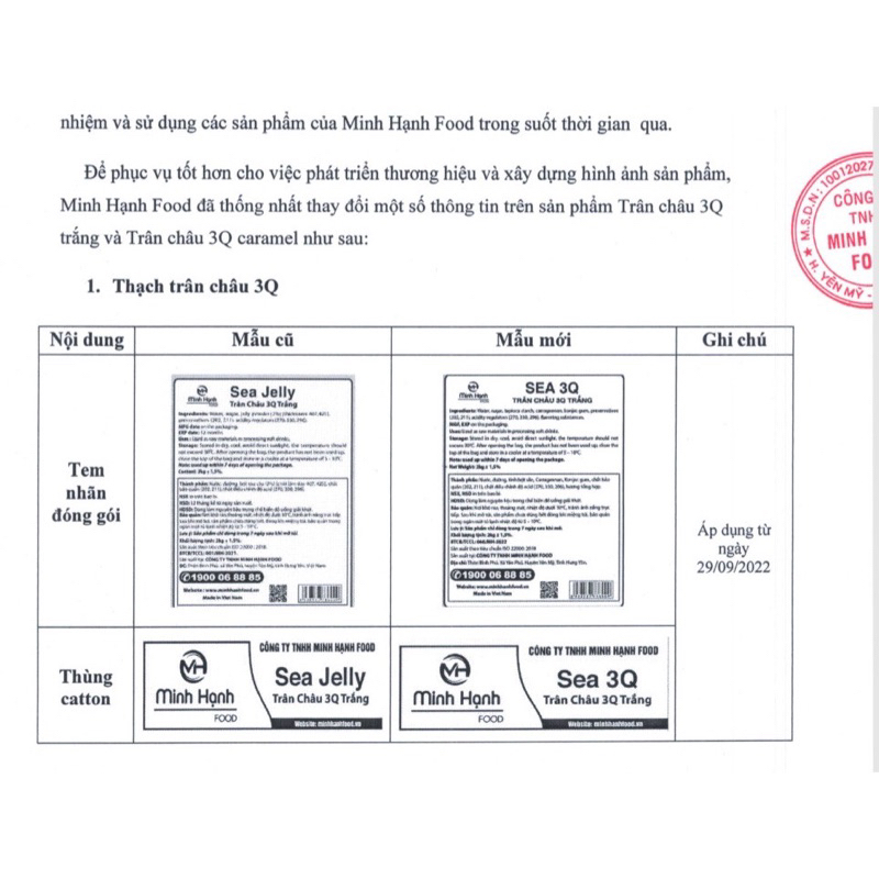 Trân châu 3q trắng/ caramel đen giòn Sea 3Q Minh Hạnh 2kg