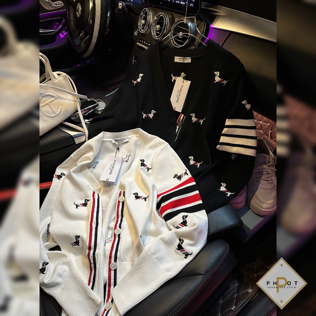 Áo Cadigan Thom thêu hình chó chất len cao cấp 2023