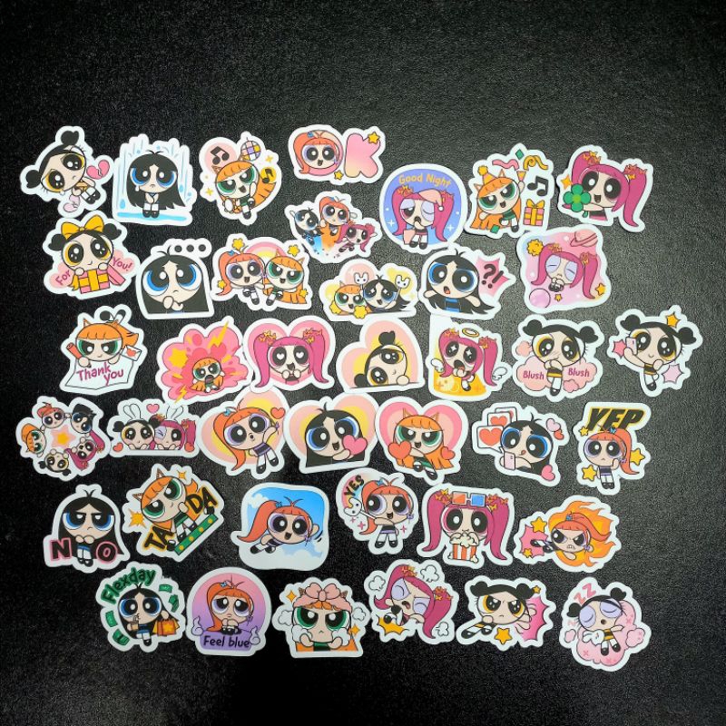Bộ 40 sticker NewJeans x Powerpuff girls đáng yêu size 3,5 cm - NJ001