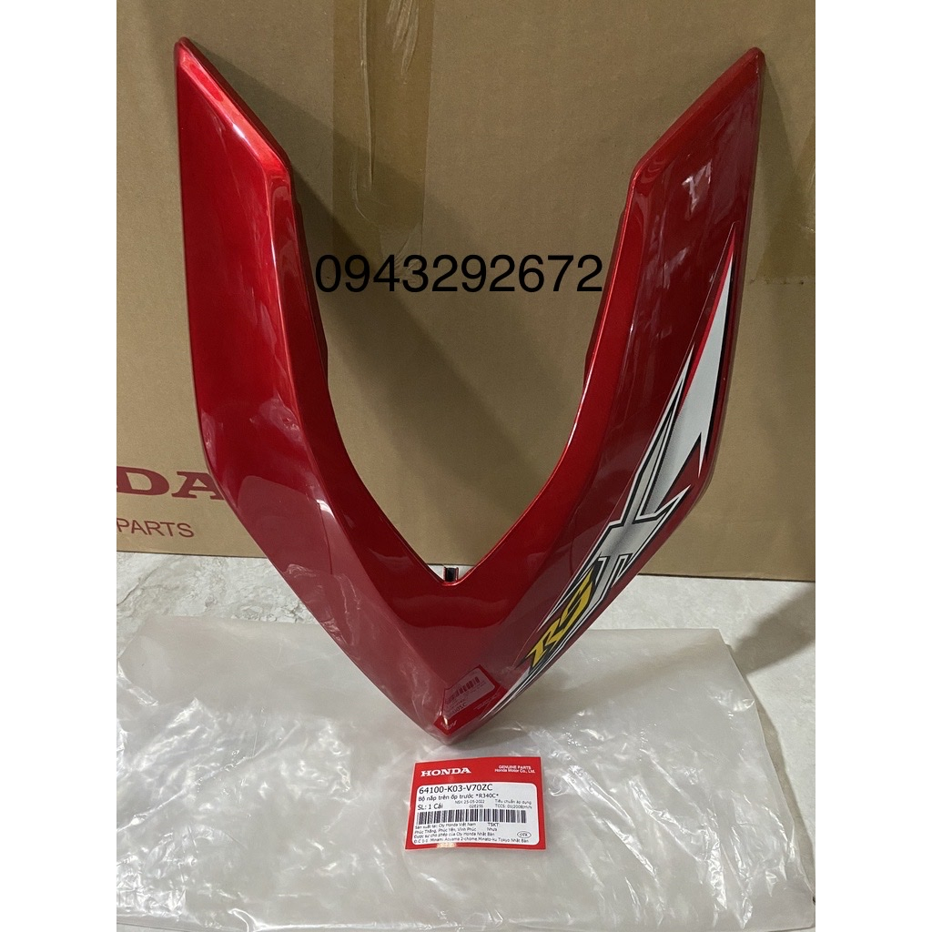Bộ Nắp Trên ốp Trước - Chữ V Mặt Nạ Wave Rsx110 (2010) Màu Đỏ Honda (64100K03V70ZC)