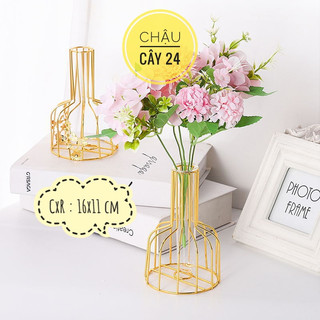 Lọ hoa thủy tinh trang trí đào đông tết, bình thủy tinh cắm hoa dáng cổ dài decor nhà cửa