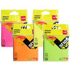 GIẤY NOTE 3X3 NEON DELI MÀU XANH LÁ, HỒNG, CAM, VÀNG SIÊU TIỆN LỢI