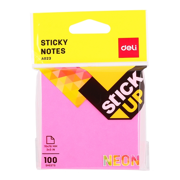 GIẤY NOTE 3X3 NEON DELI MÀU XANH LÁ, HỒNG, CAM, VÀNG SIÊU TIỆN LỢI