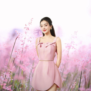set bộ áo + chân váy thiết kế cao cấp tafta xinh nơ duyên AG66-0923