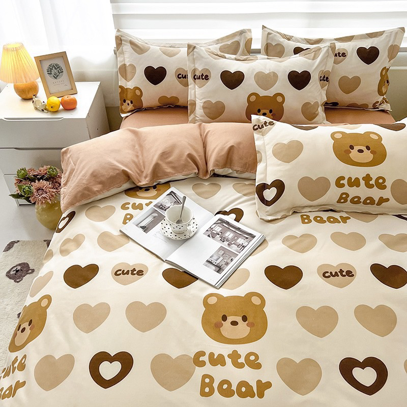 Bộ Chăn Ga Cotton Poly Gấu Trúc Đáng Yêu ,Chất Liệu Thoáng Mát Mềm Mịn