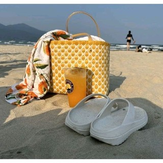 Giỏ xách đan tay vàng lưới trắng size 30cm, giỏ đan hanmade, làn đi chợ