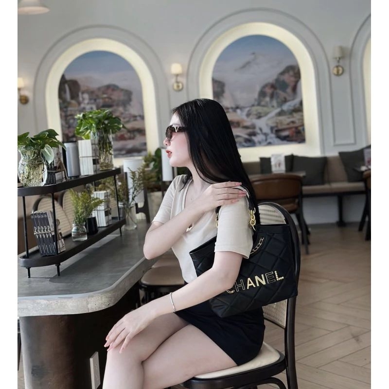 Túi Đeo Chéo, Đeo Vai Công Sở Viền Xích - Màu Đen Xanh