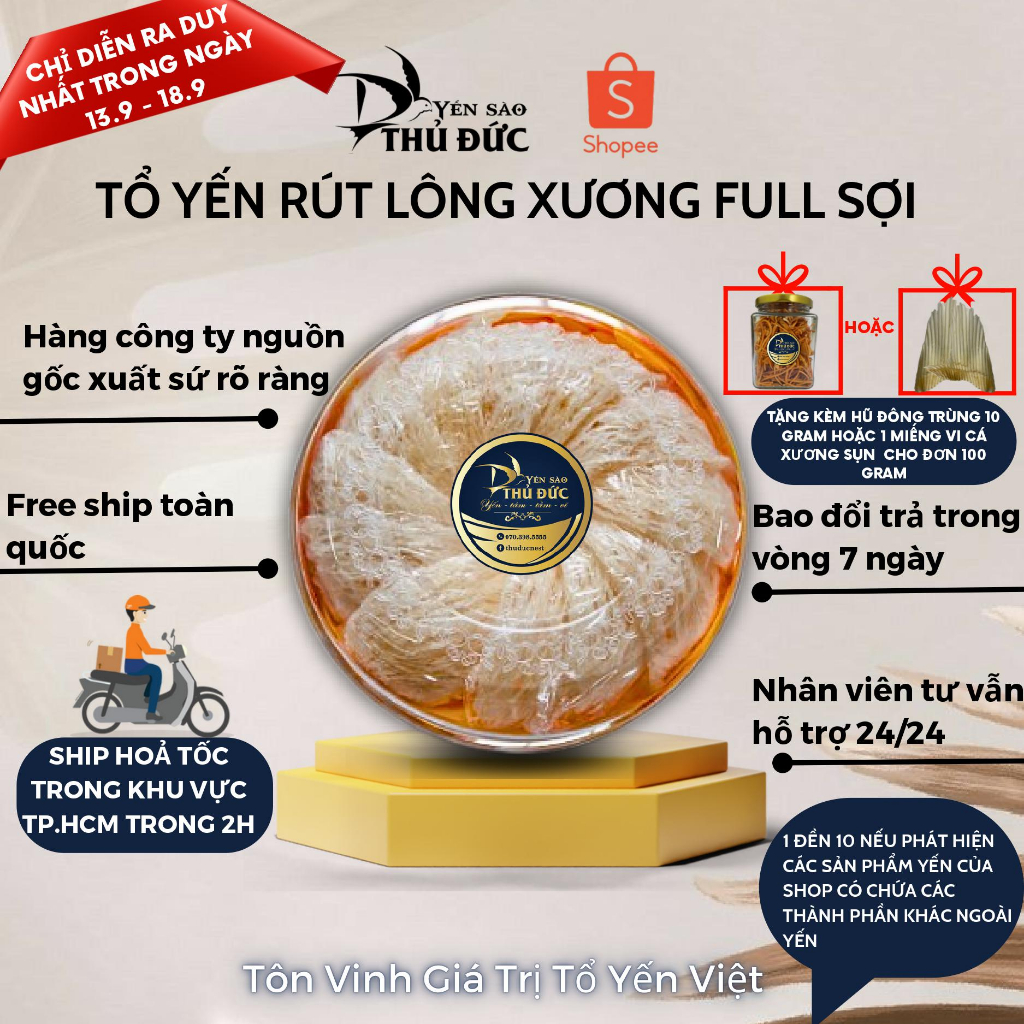 Tổ Yến Rút Lông Xương 100% Sợi Nguyên Chất - Yến Sào Thủ Đức