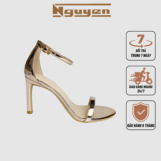 Giày nữ cao gót 9p quai mảnh bít gót mũi tròn da mềm thời trang Nguyễn Gia N50