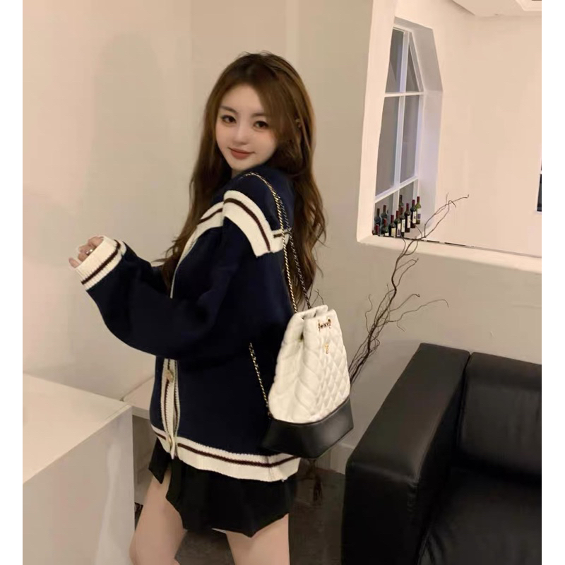 CHOUCHUU Áo cardigan thuỷ thủ phong cách độc đáo mới lạ