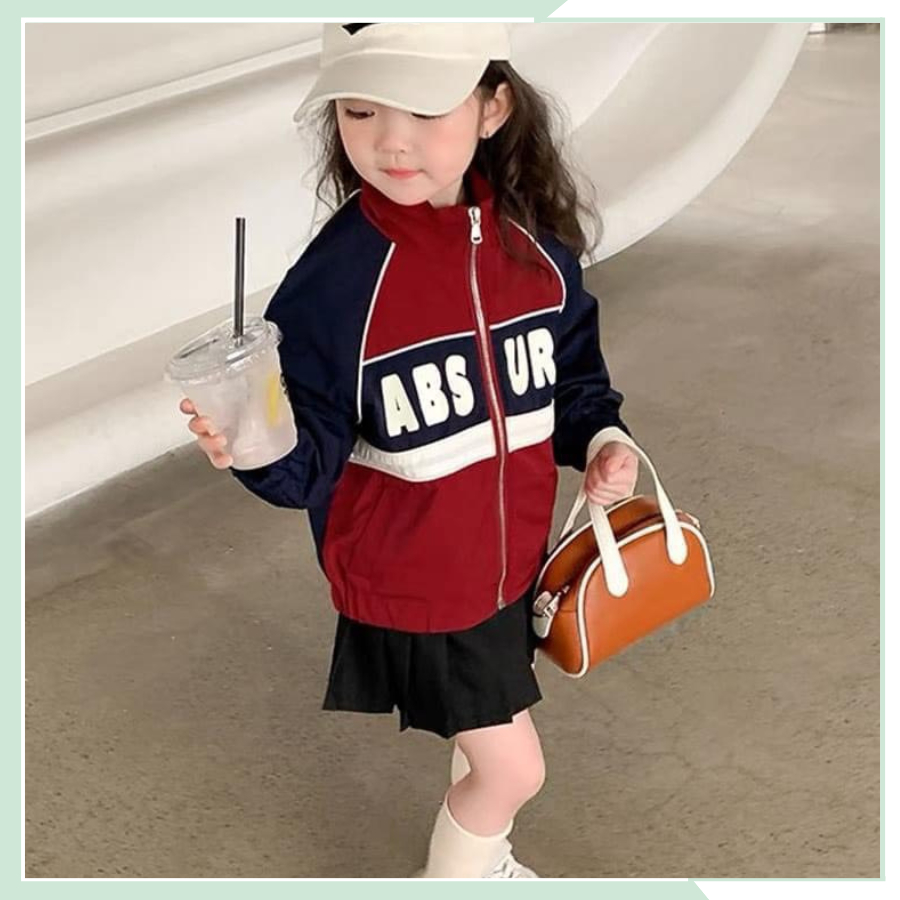 Áo khoác gió hai lớp cho bé trai, bé gái, áo khoác boomber đỏ dài tay ABS AK12