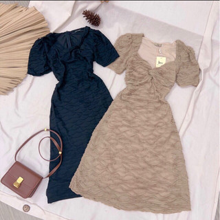 Thanh lý đầm xoắn ngực tay bồng dáng xoè