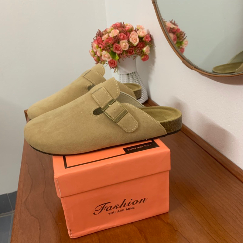 Giày Birkenstock đế trấu, da lộn phong cách Vintage dành cho Nữ 2023, Giày lười, Giày Slipon