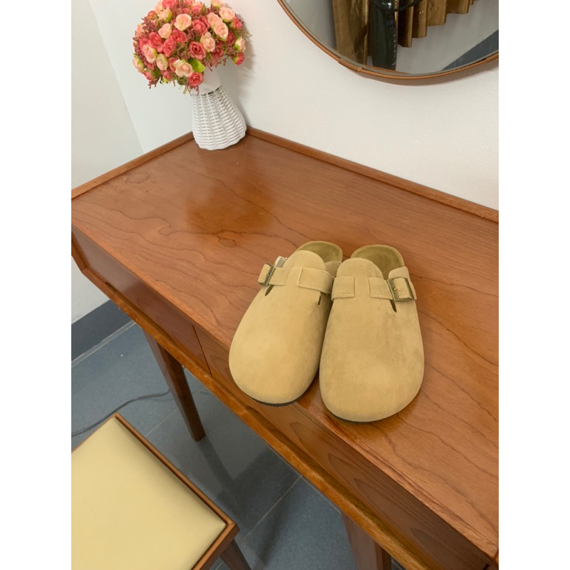 Giày Birkenstock đế trấu, da lộn phong cách Vintage dành cho Nữ 2023, Giày lười, Giày Slipon