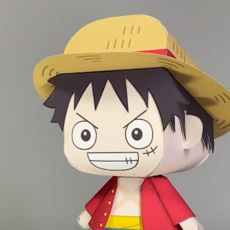 Mô hình giấy Luffy mực dầu - Anime One Piece kèm kit mô hình hộp trang trí - mô hình Luffy làm bằng giấy