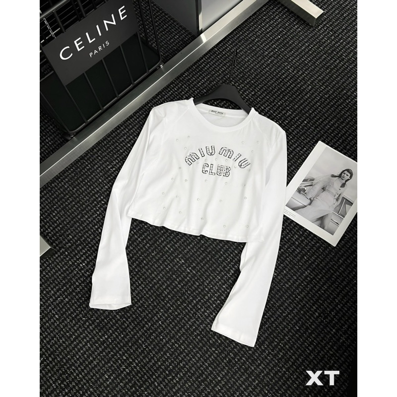 Áo phông thun dài tay miumiu đính đá