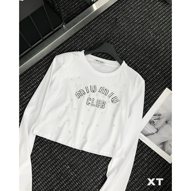 Áo phông thun dài tay miumiu đính đá
