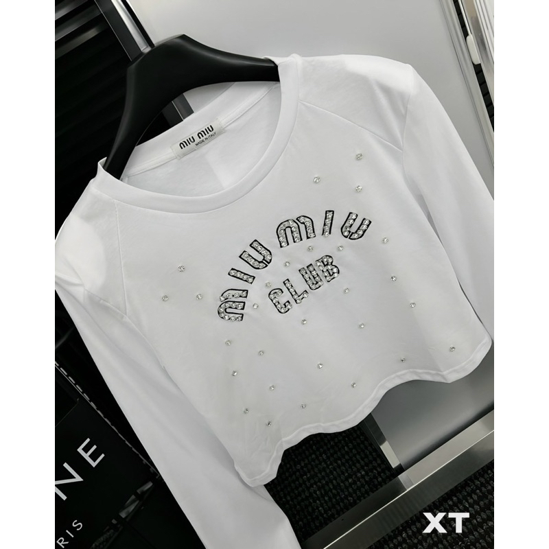 Áo phông thun dài tay miumiu đính đá