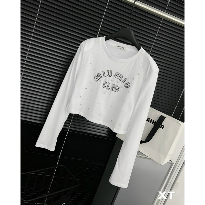 Áo phông thun dài tay miumiu đính đá