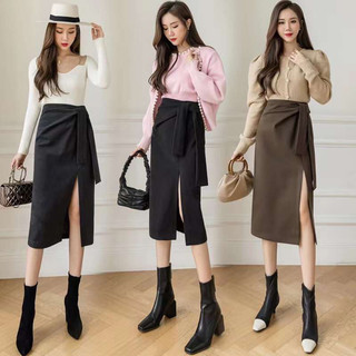 Kèm ảnh thật - CHÂN VÁY DÀI XẺ TÀ BUỘC NƠ LOẠI 1