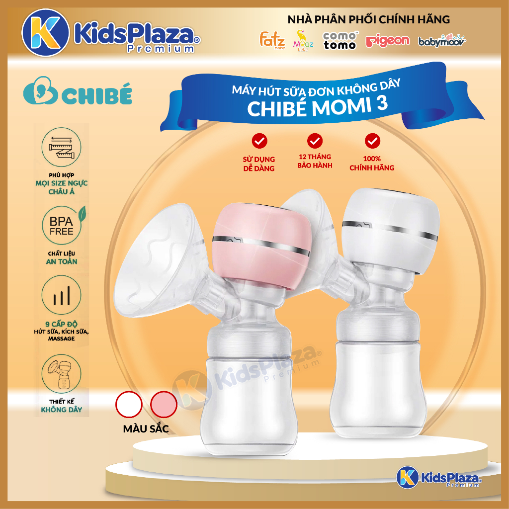 MÁY HÚT SỮA ĐƠN KHÔNG DÂY CHIBÉ MOMI 3 - TẶNG 2 HỘP KHĂN SỮA CAO CẤP - BẢO HÀNH 18 THÁNG