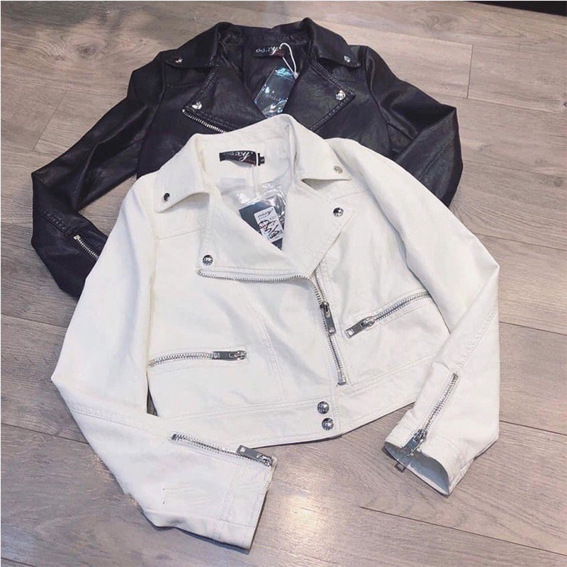 ÁO KHOÁC DA KHOÁ NGANG 2 MÀU