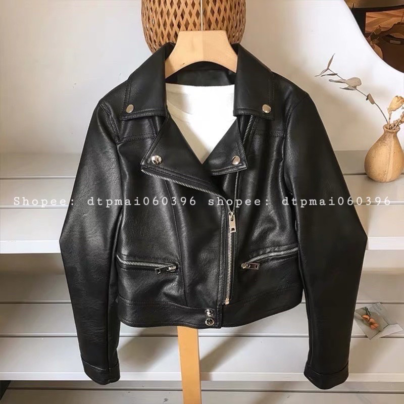 ÁO KHOÁC DA KHOÁ NGANG 2 MÀU