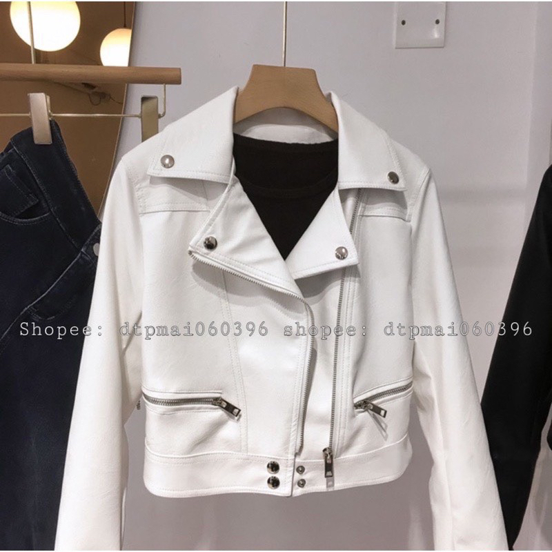 ÁO KHOÁC DA KHOÁ NGANG 2 MÀU