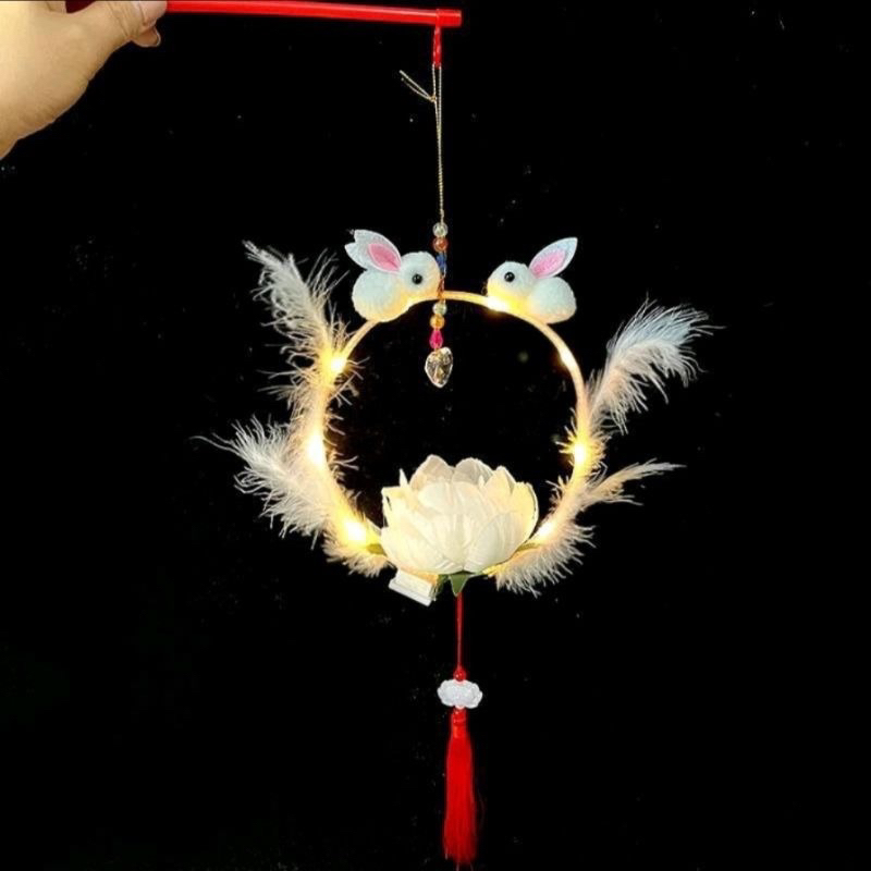 Đèn lồng giỏ tre con thỏ có đèn phát sáng đèn lồng trung thu mẫu mới nhất 2023