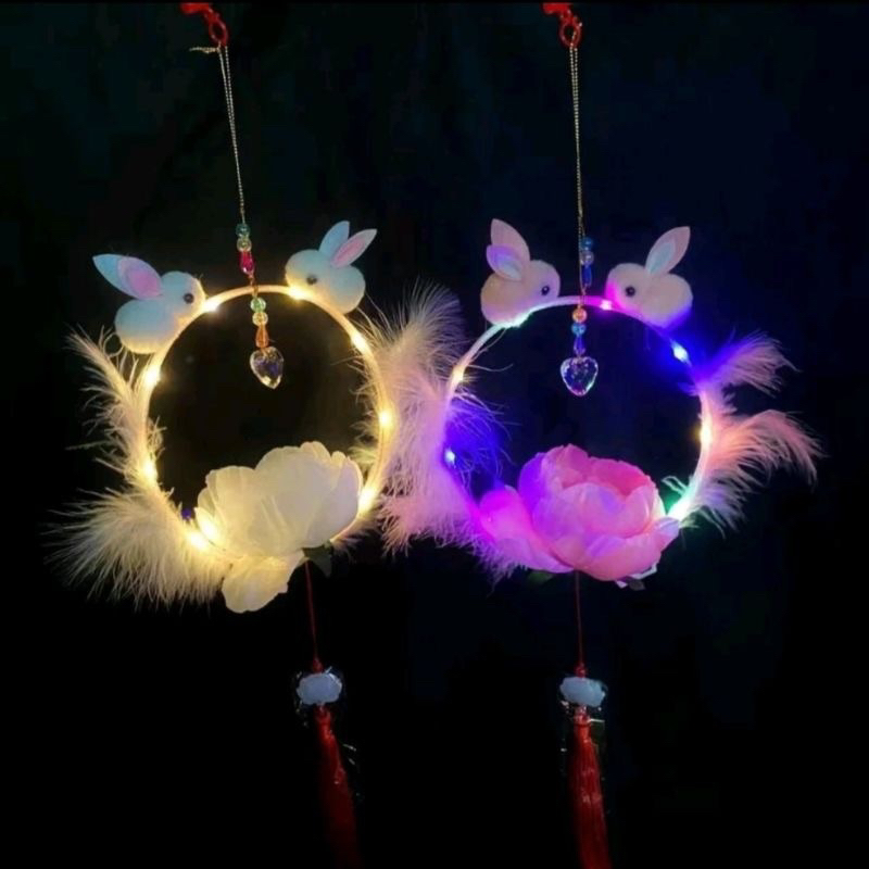 Đèn lồng giỏ tre con thỏ có đèn phát sáng đèn lồng trung thu mẫu mới nhất 2023