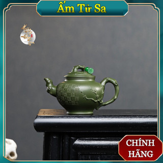 Ấm Trà Tử Sa Tiêu Anh Lục Nê 350ML Đất Nghi Hưng Xanh Uống Pha Trà Đạo Gốm Cao Cấp Giấy Chứng Nhận
