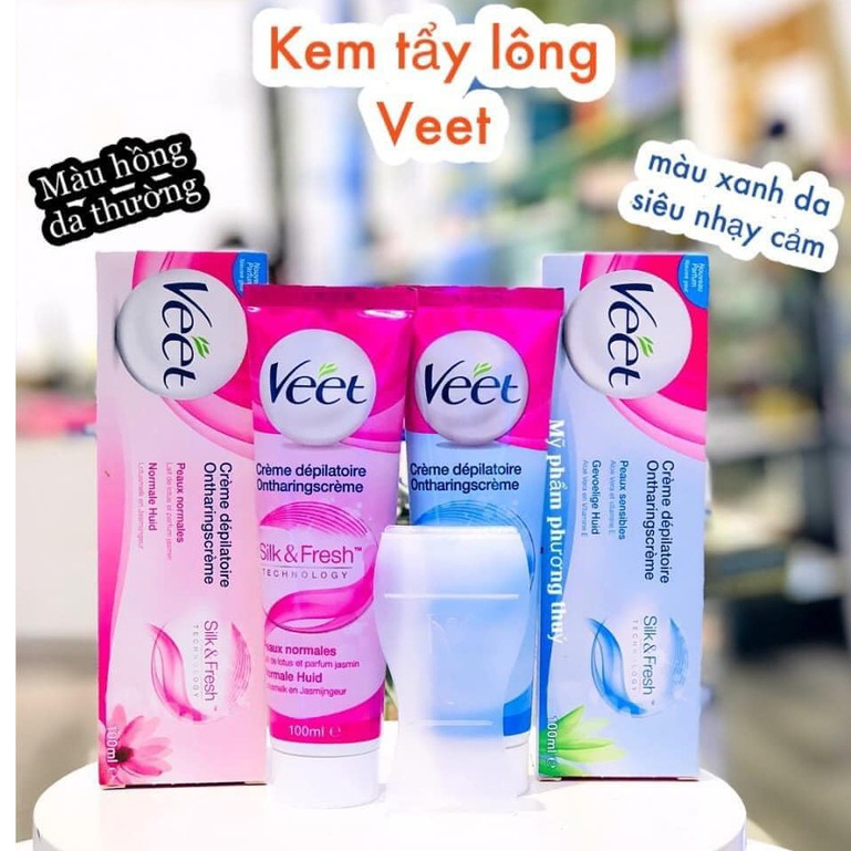 Kem Tẩy Lông Veet Silk & Fresh 100ml(Xanh/Hồng Ngẫu Nhiên/Kem WAX Lông)