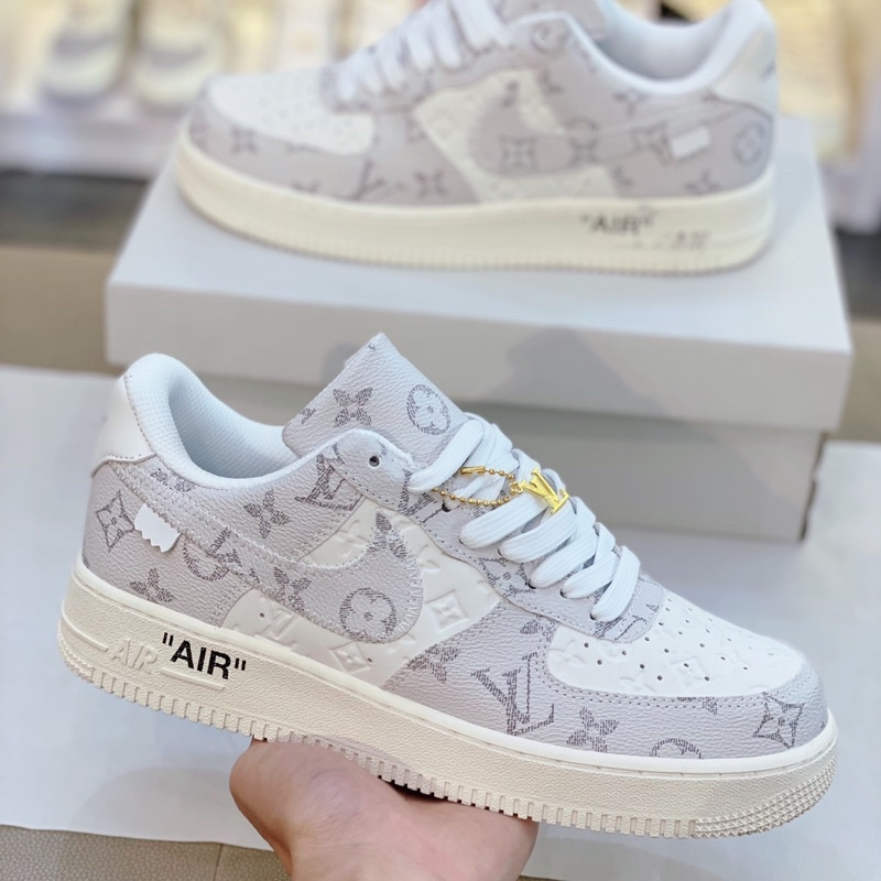 Giày Nike_ AF1 LV Xám, Giày Air Force 1 Louis Vuitton Xám Bản Cao Cấp Hót Trend 2023,Hàng Full Box Bill