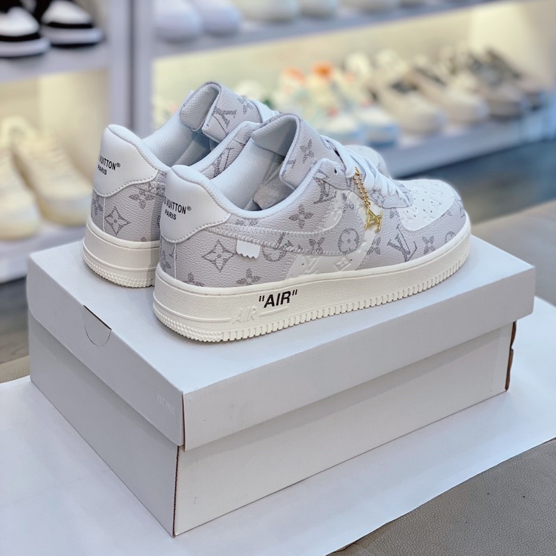 Giày Nike_ AF1 LV Xám, Giày Air Force 1 Louis Vuitton Xám Bản Cao Cấp Hót Trend 2023,Hàng Full Box Bill