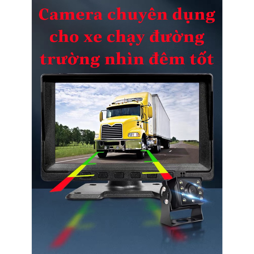 Bộ 4 mắt camera kèm màn hình 10.1 inh to chuyên đường trường cho xe tải, xe công, xe chở hàng đường dài, tầm nhìn ban đê